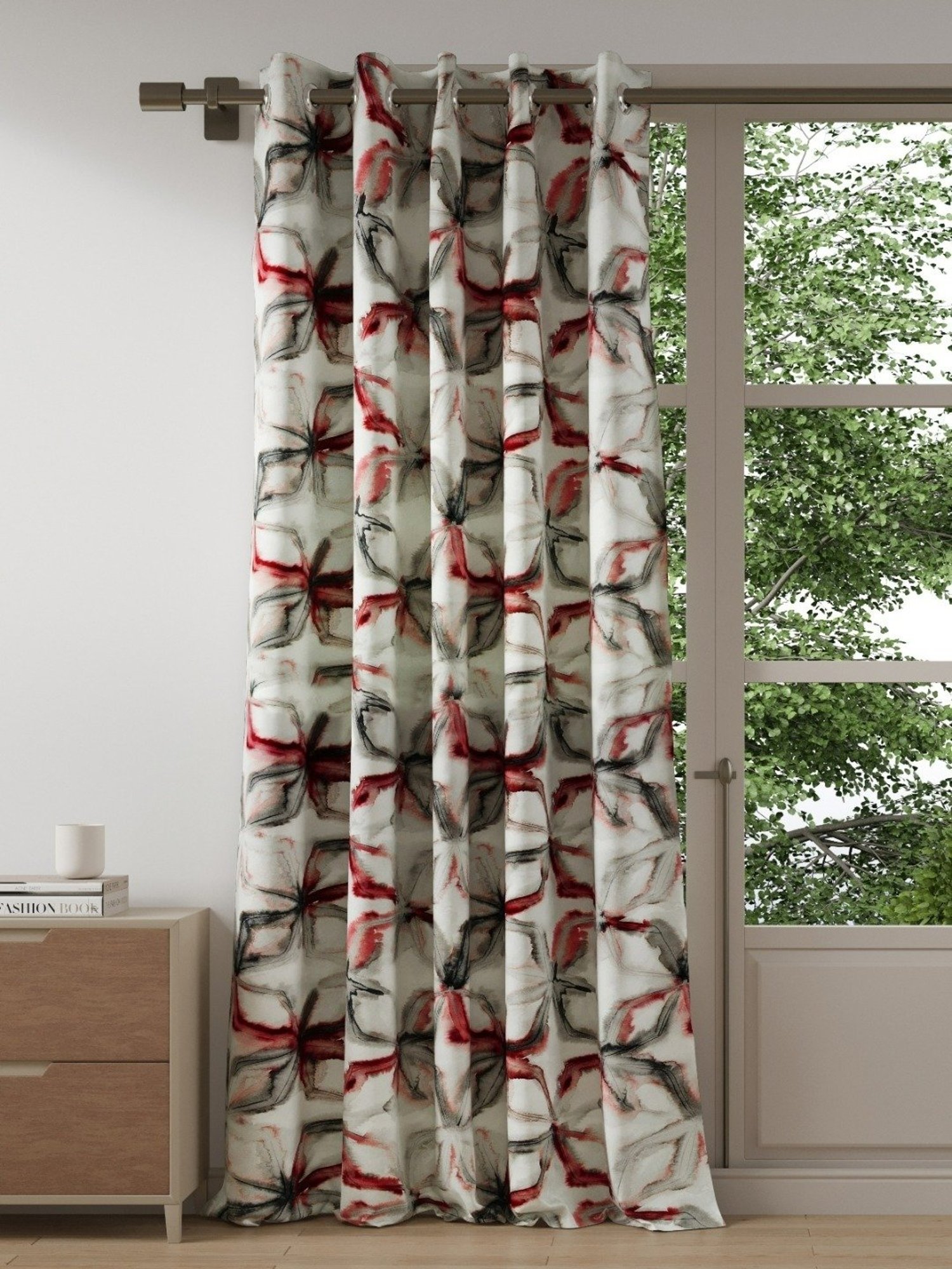 DDecor Abstract Multicolor Polyester 9 ft Long Door Curtain