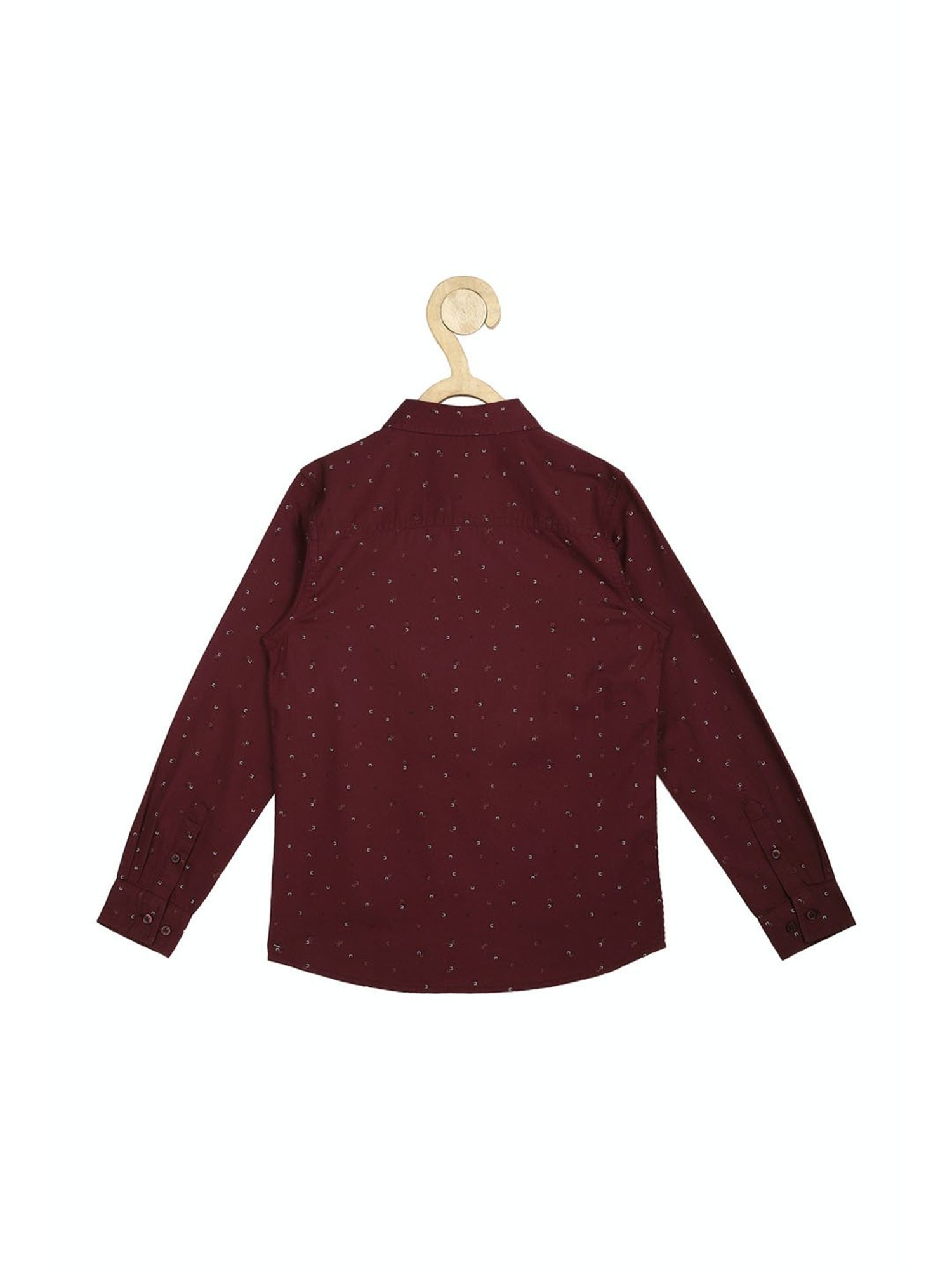 Peter England Kids Maroon Printed Full Sleeves Shirt
