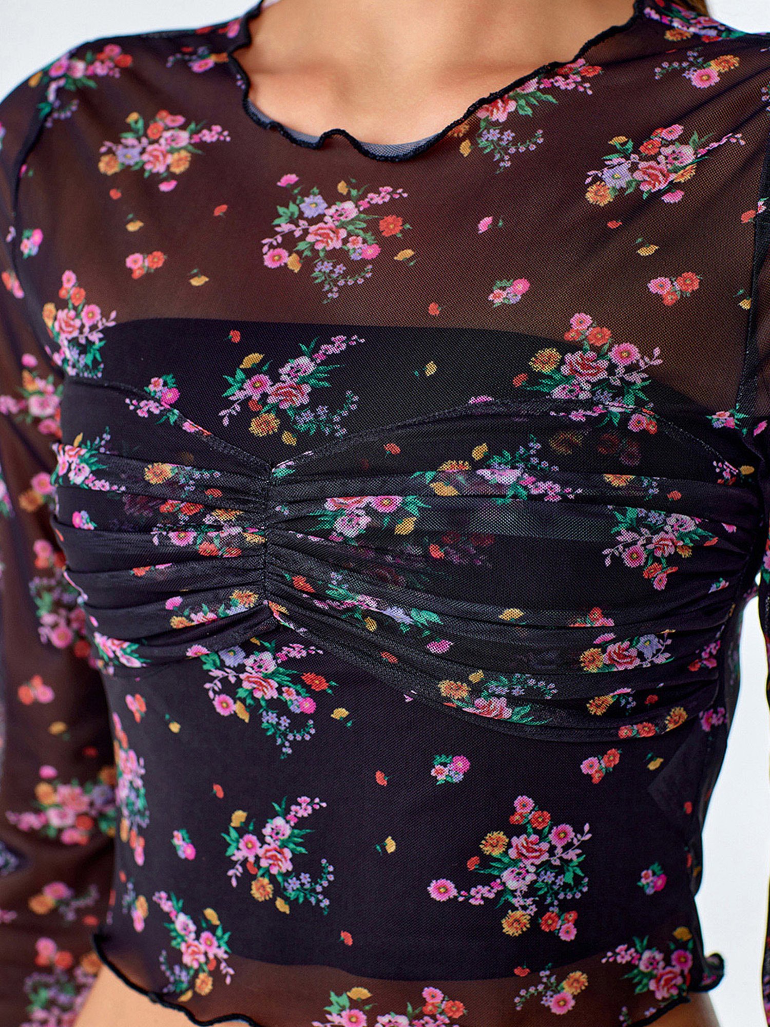 Cover Story Black Floral Print Crop Top