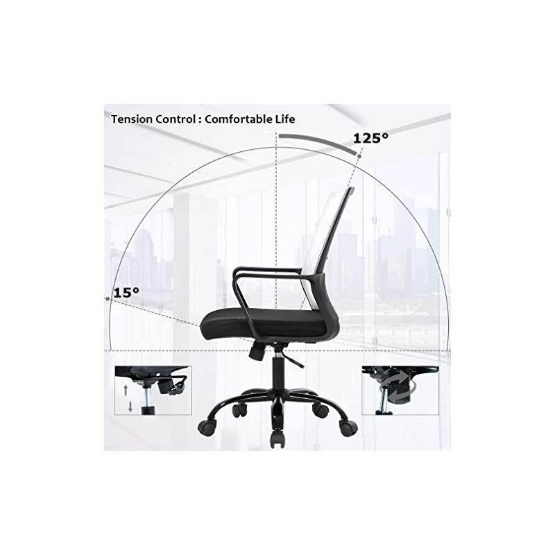 Office Chair Ergonomic Desk Chair Swivel Rolling Computer Chair Executive Lumbar Support Task Mesh Chair Adjustable Stool for Women Men (White)