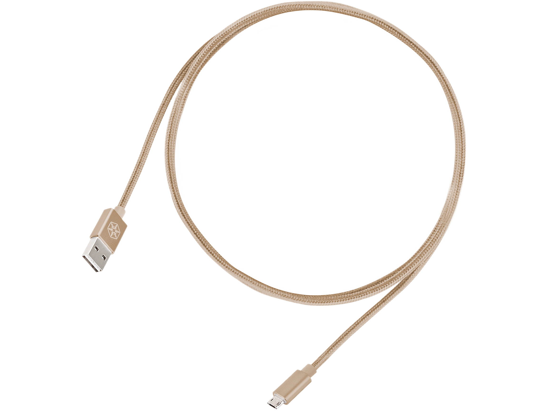 SilverStone Technology CPU01G-500 Micro USB Cable for Smartphone / LG / Samsung / Reversible USB-A / Reversible Micro USB-B / 500mm / Gold