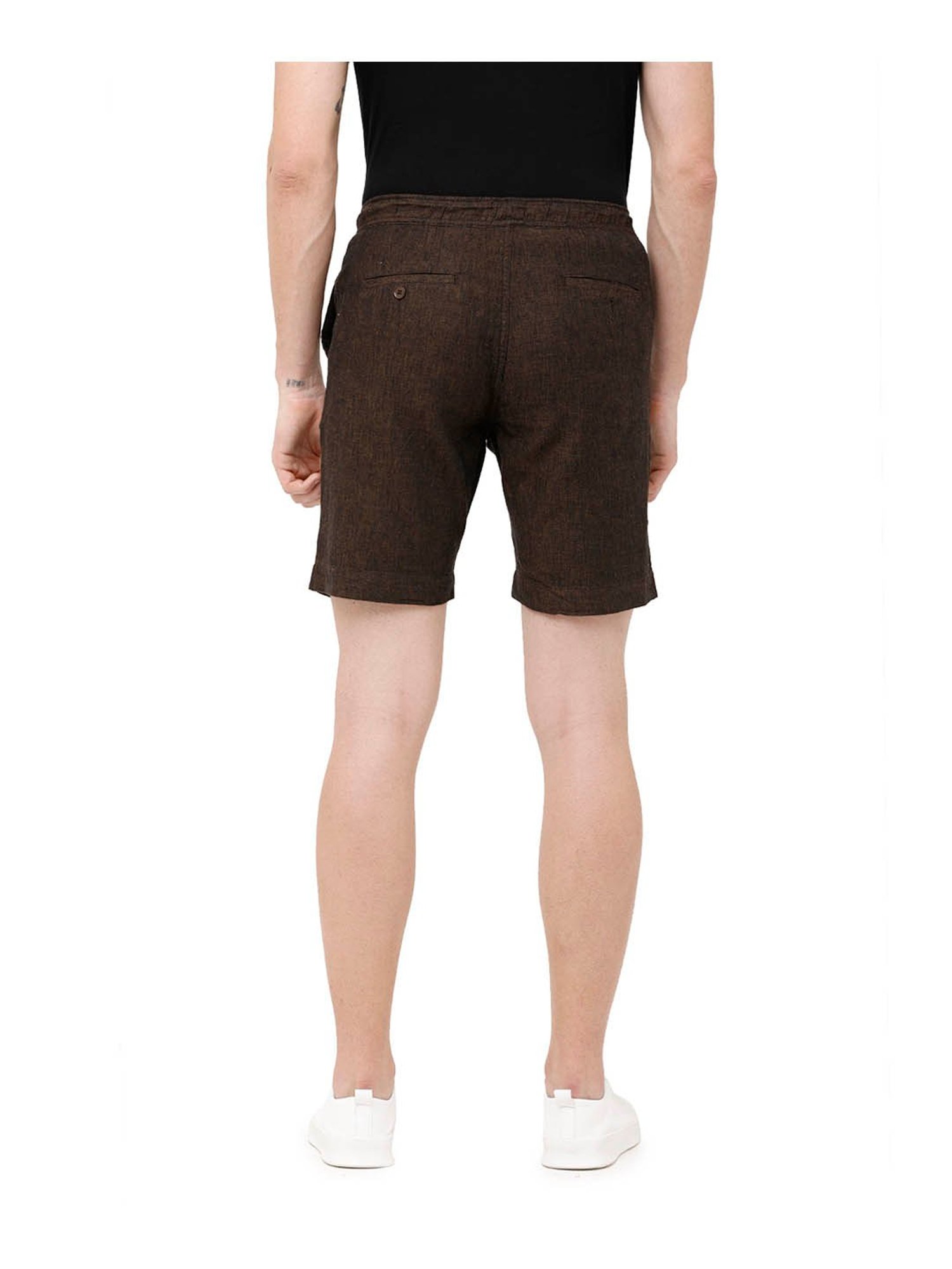 Cavallo By Linen Club Brown Textured Shorts