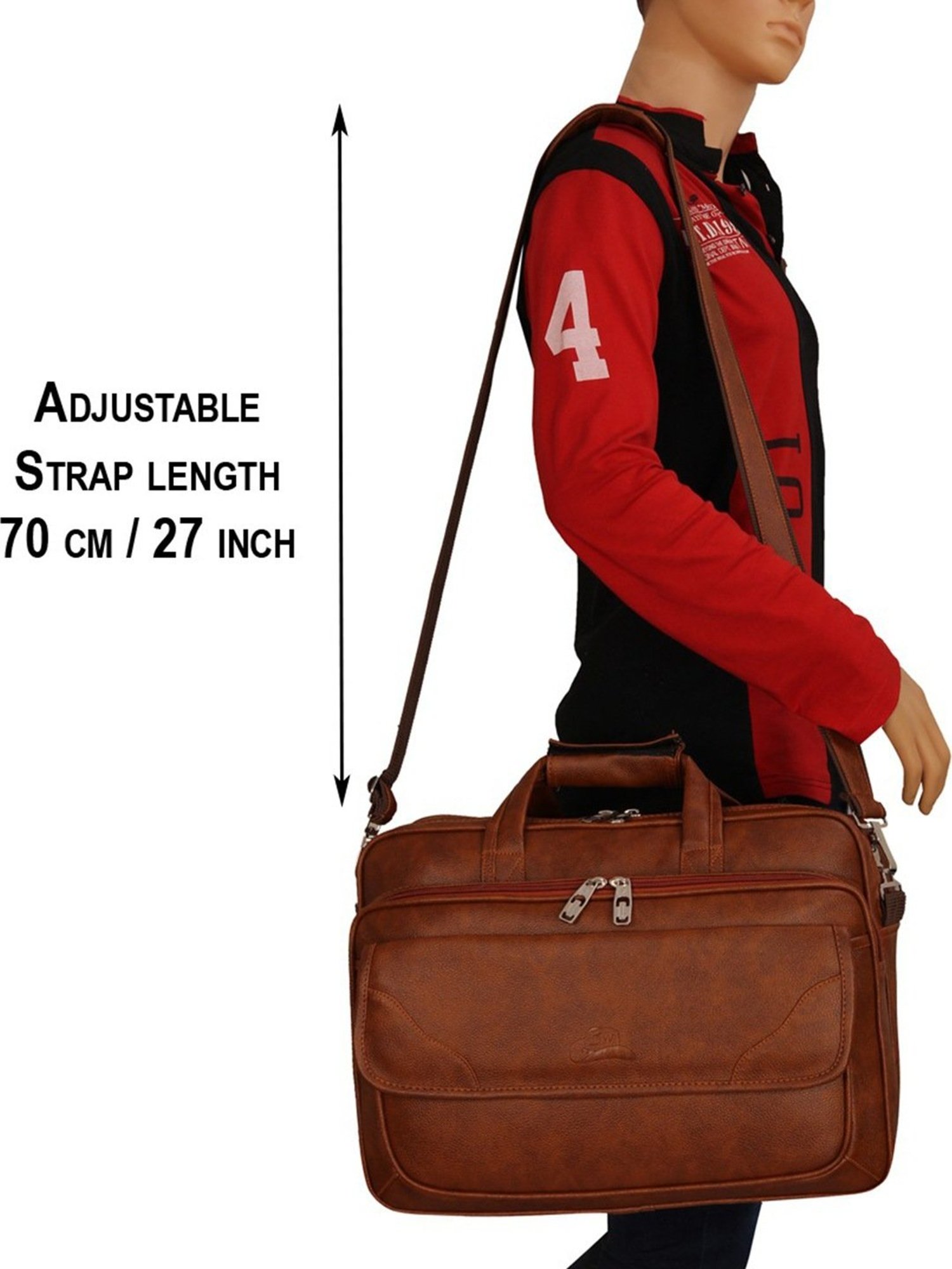 Leather World Tan Synthetic Medium Laptop Messenger Bag