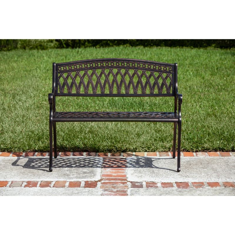 Simone Cast Aluminum Outdoor Patio Bench - Balkene Home