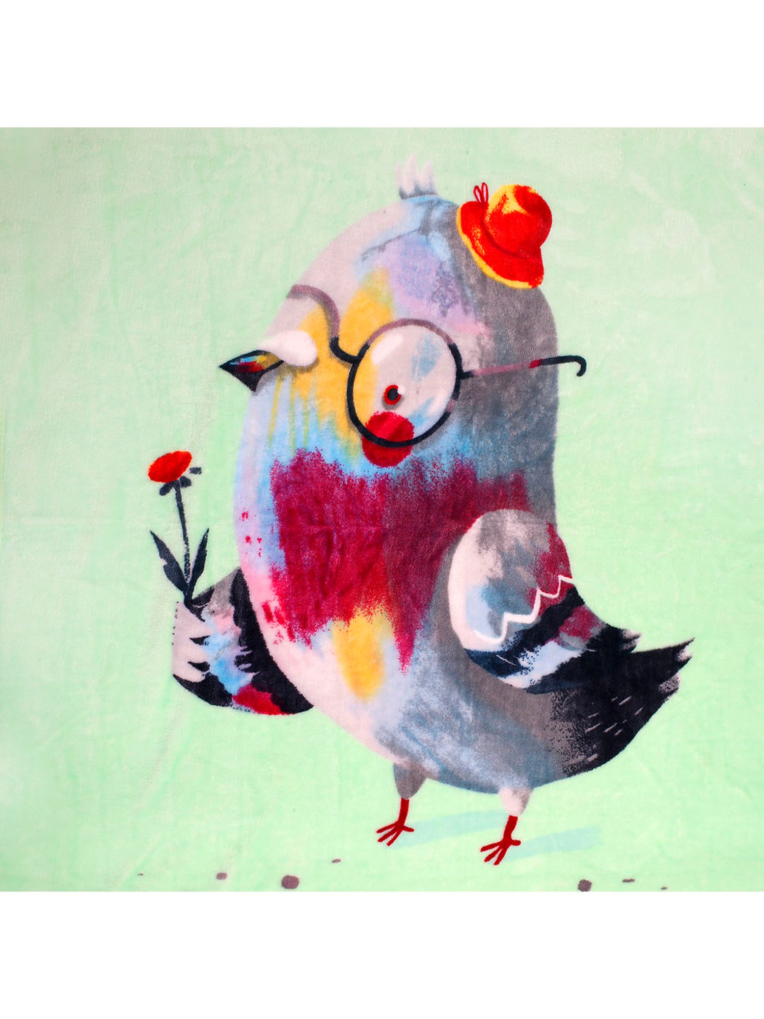 Baby Moo Little Birdy Fashion Tips Green One Ply Blanket