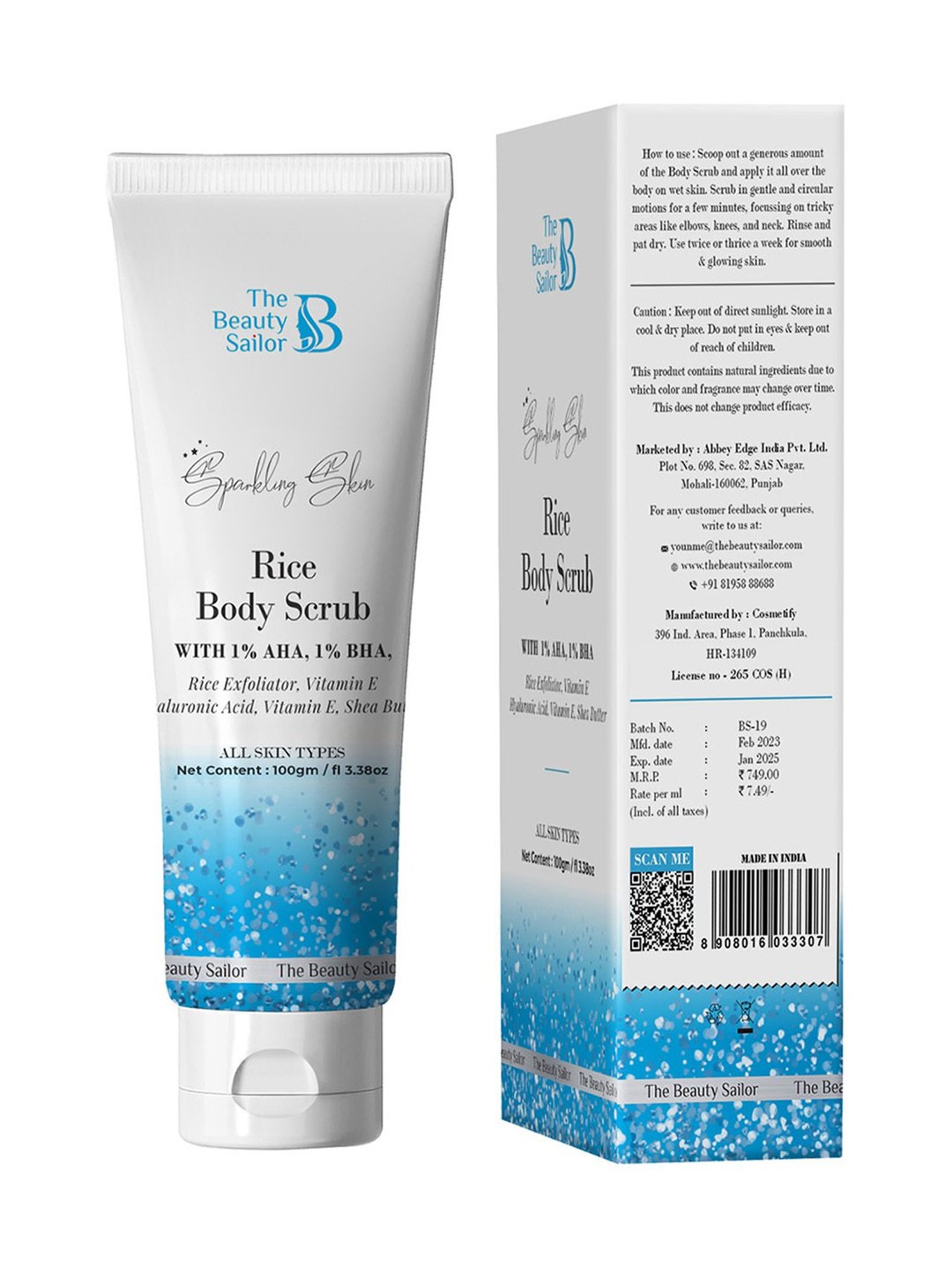 The Beauty Sailor Sparkling Skin Rice Body Scrub - 100 gm