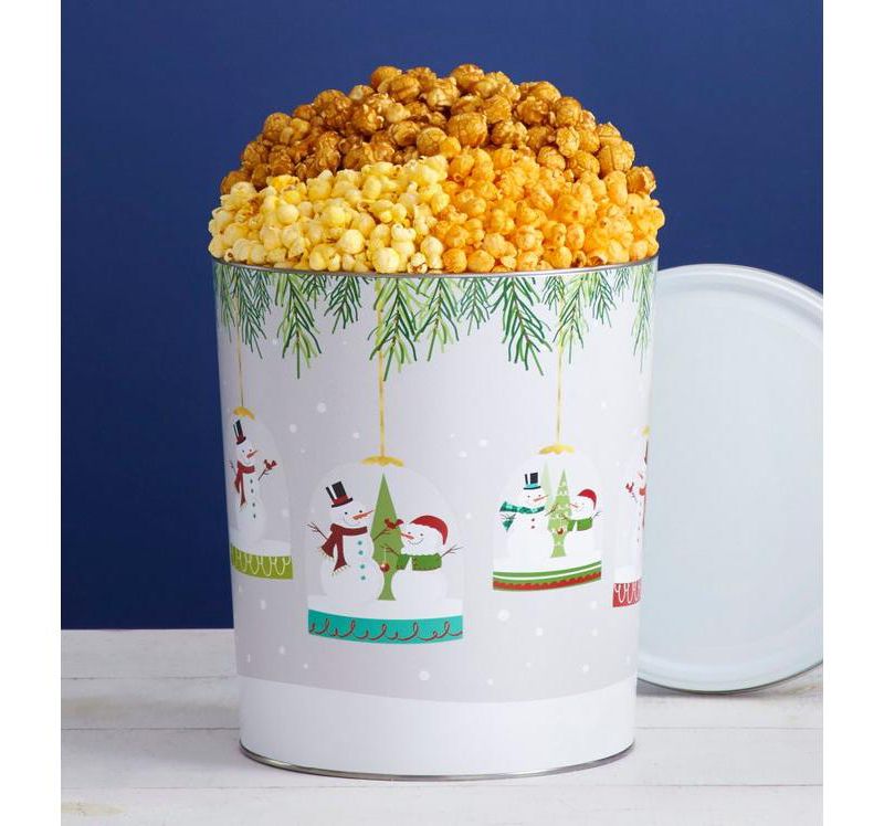 The Popcorn Factory Holiday Snowman 3.5 Gallon Popcorn Tin