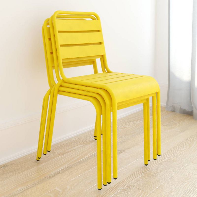 June 4pk Outdoor Stacking Chairs - Yellow - Novogratz
