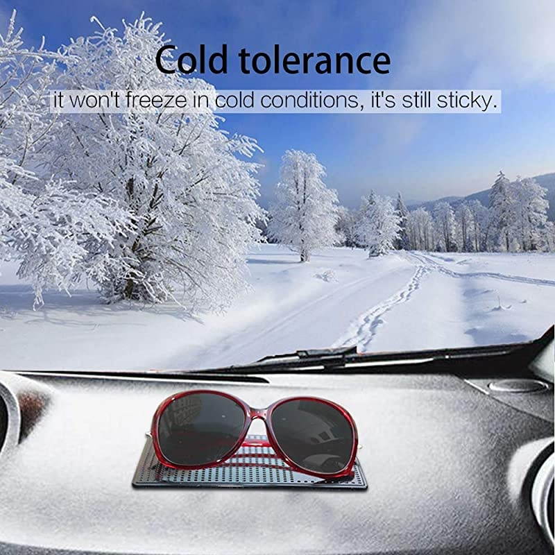 Sticky Dash Pad (4 Pack), Removable and Traceless Car Dashboard Mat with Heat Resistant, Sticky Non-Slip Dashboard Gel Pad for Cell Phone, Sunglasses, Keys, Coins and More