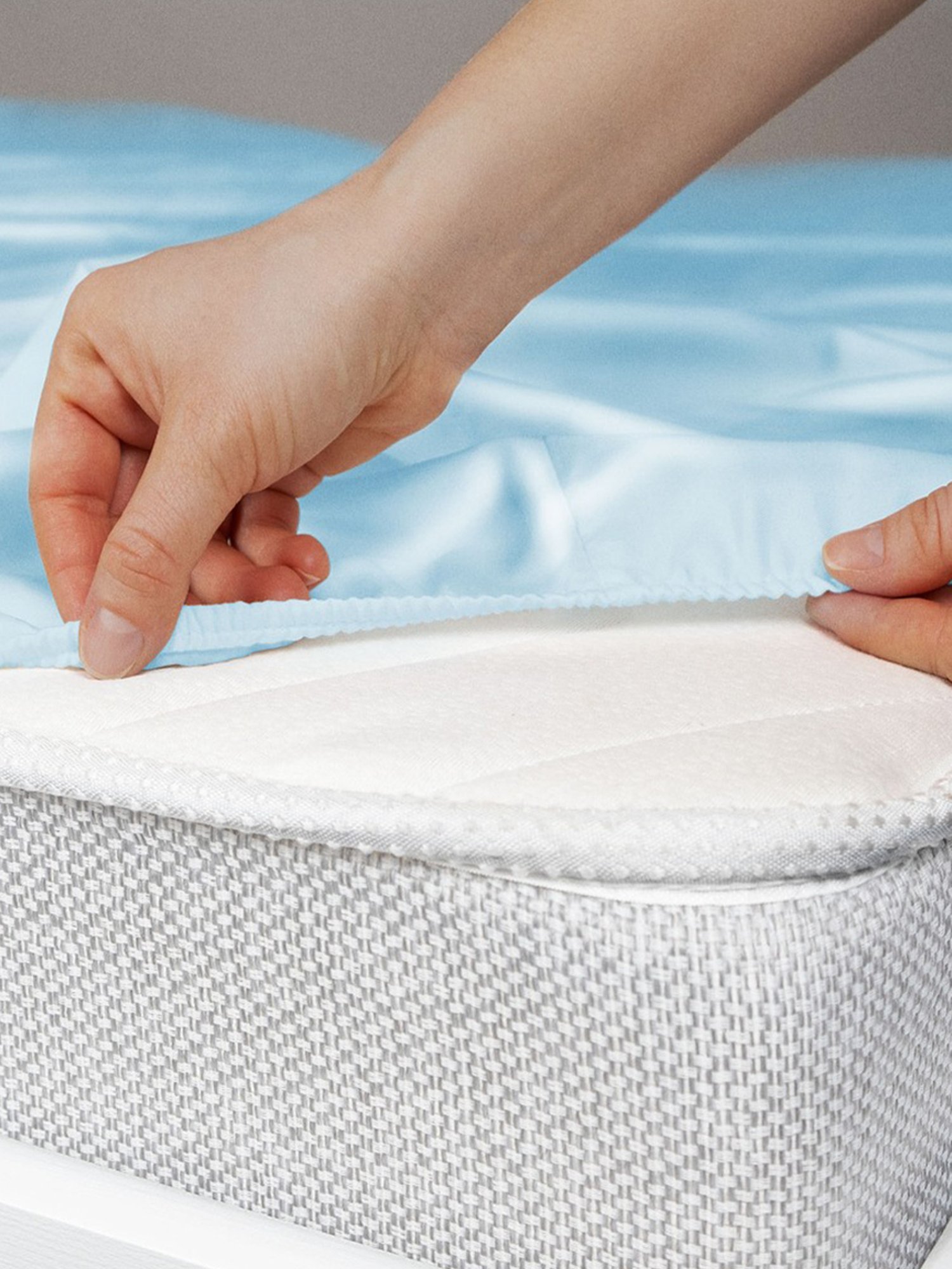 Stoa Paris Blue 300 TC Polyester Single Fitted Sheet with 1 Pillow Cover