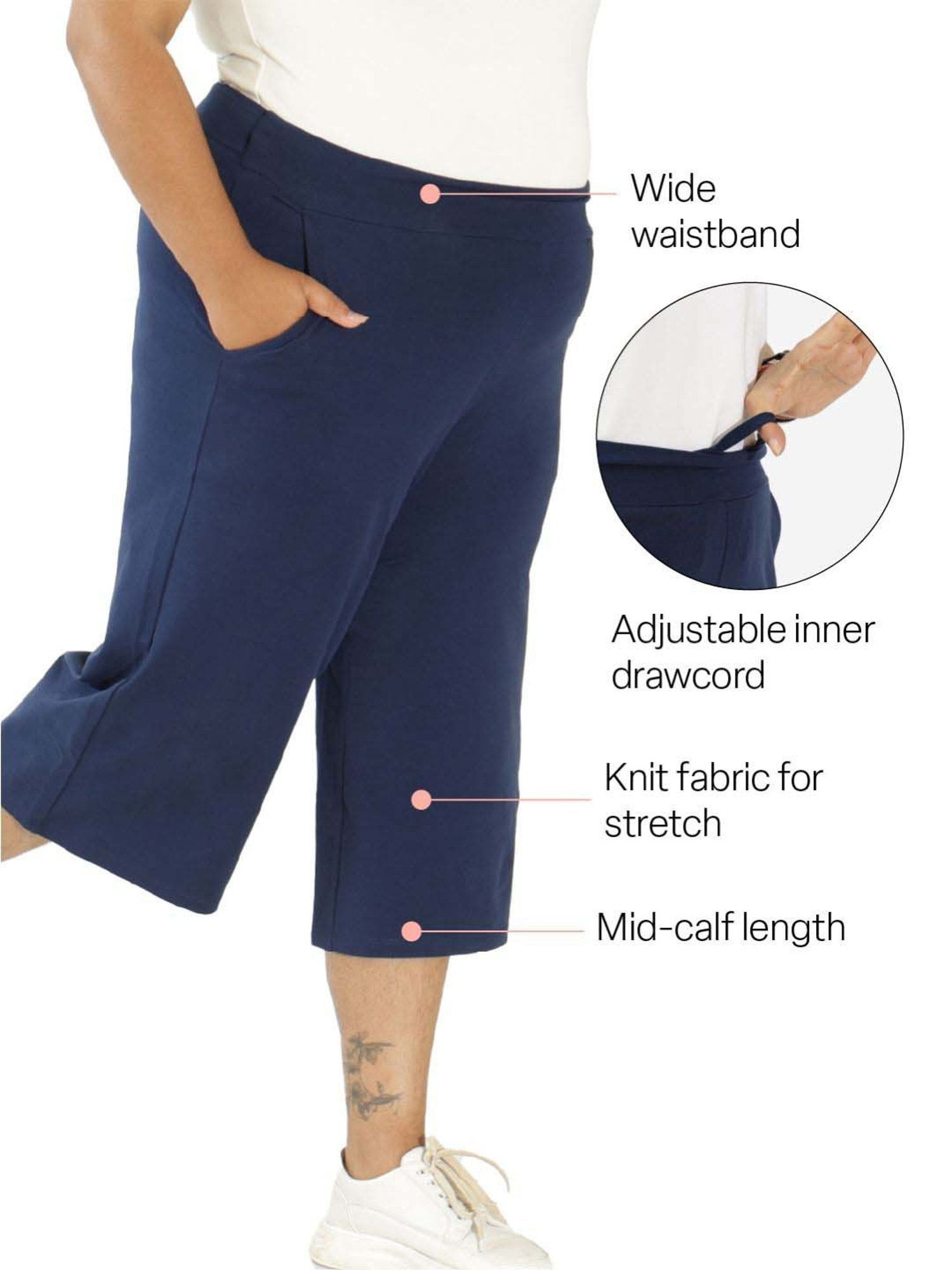 BlissClub Navy Cotton Culottes