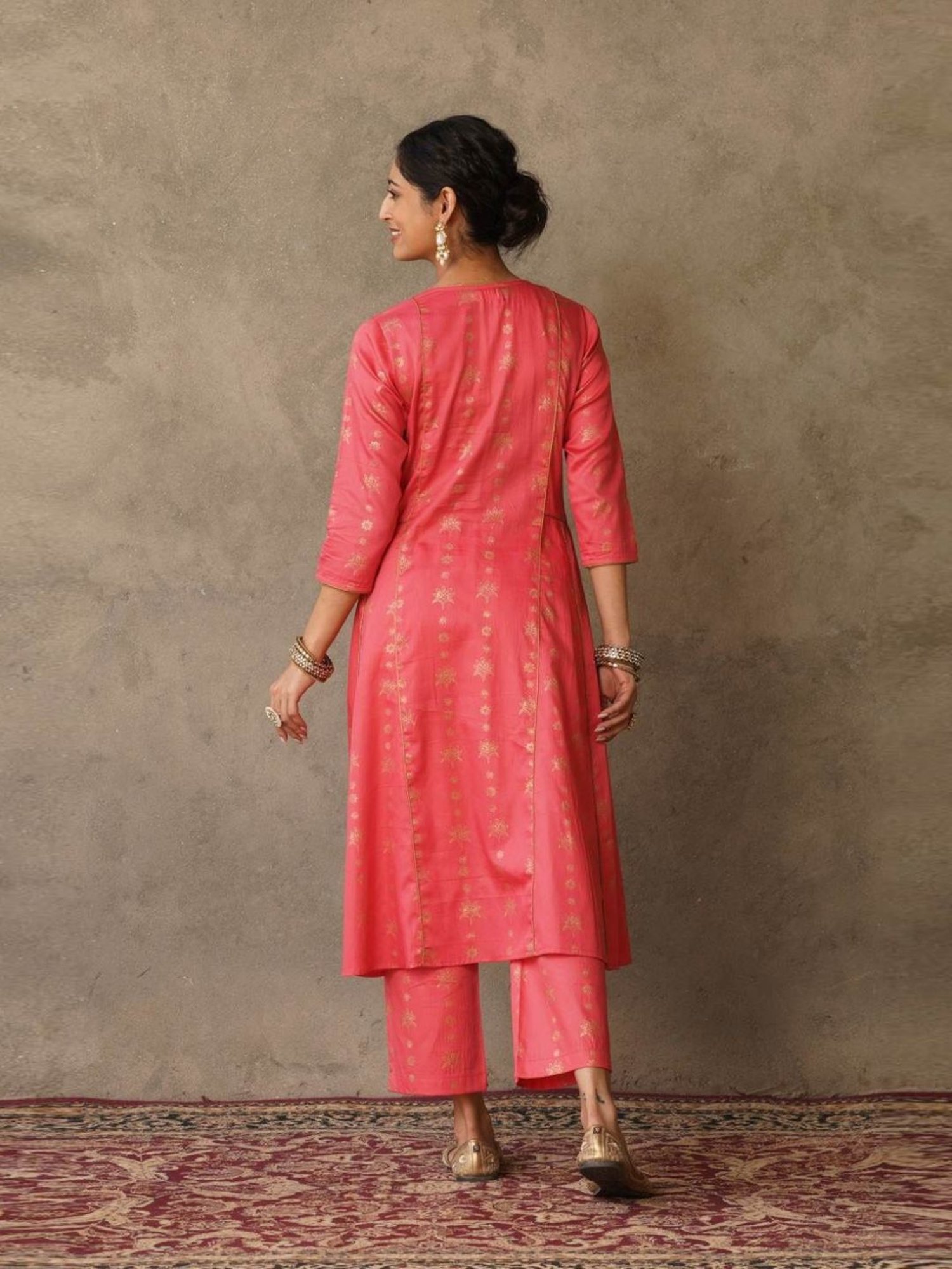 Akiso Coral Parv Block Printed Anarkali Kurta