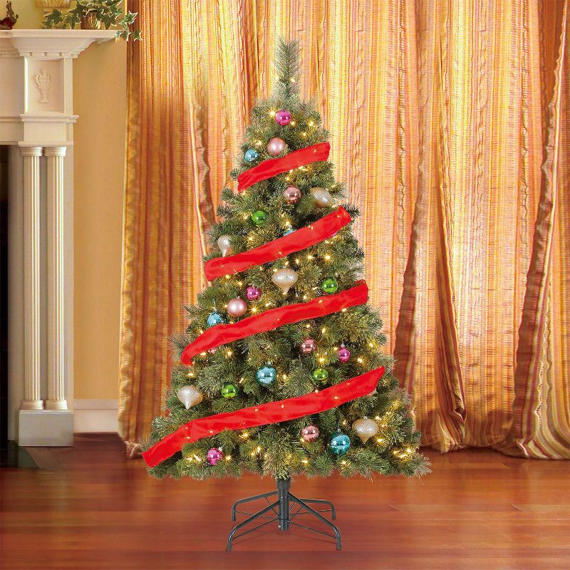 Home Heritage 5' Artificial Cascade Cashmere Christmas Tree w/ Changing Lights
