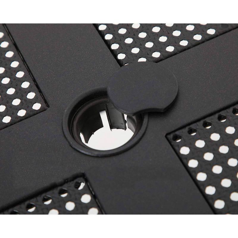 5pc Metal Indoor/Outdoor Square Gridded Dining Table with Arm Chairs & Umbrella Hole - Captiva Designs