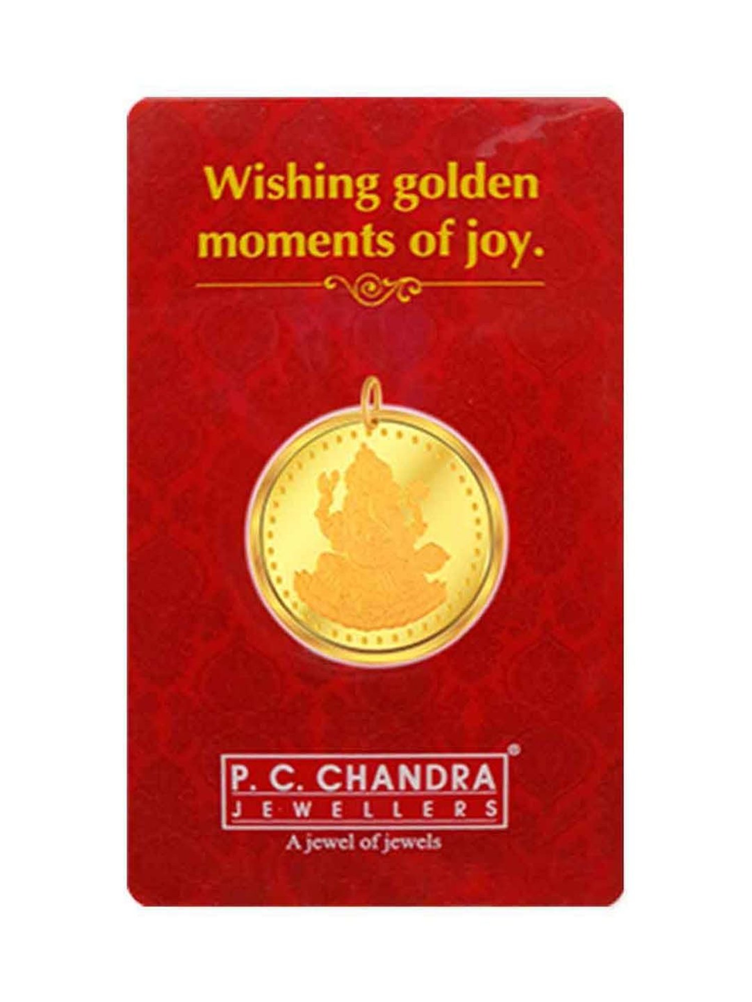 P.C. Chandra Jewellers 24k (999) 10gm Yellow Gold Ganesha Coin Pendant
