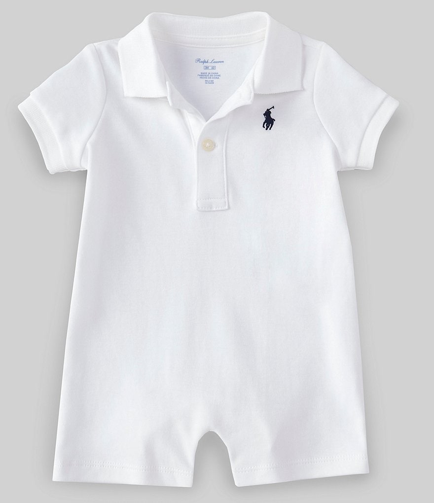 Ralph Lauren Childrenswear Baby Boys 3-24 Months Short-Sleeve Polo Interlock Shortall