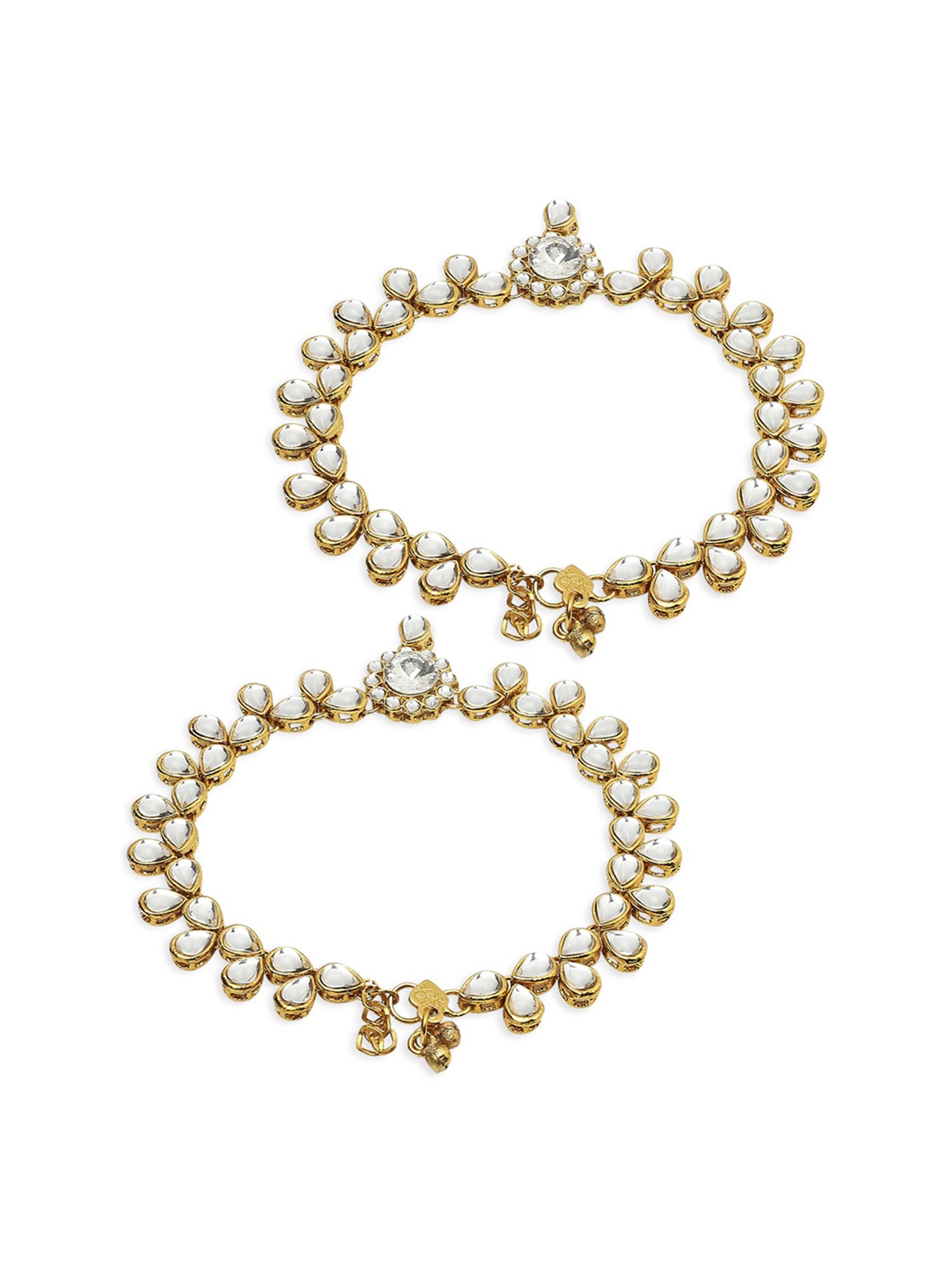 Oomph Gold Tone Kundan Ethnic Anklets - Pair of 1