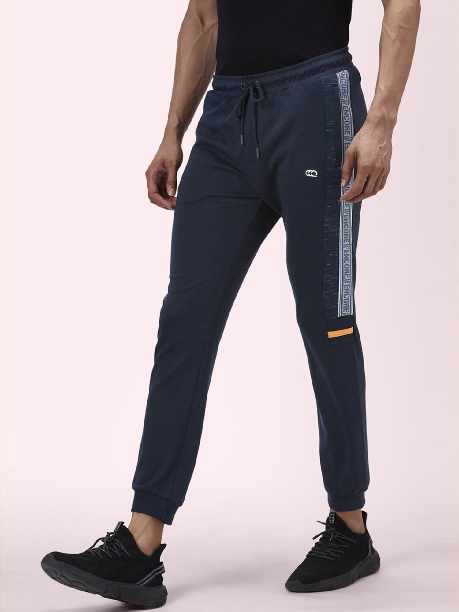 Ajile By Pantaloons Blue Cotton Slim Fit Printed Sports Joggers