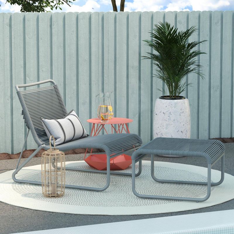 Lita 2pc Patio Lounge & Ottoman Set - Charcoal - CosmoLiving by Cosmopolitan