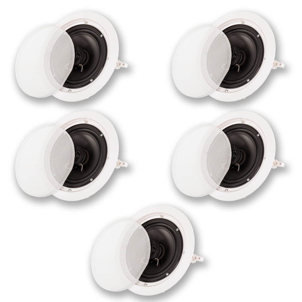 Acoustic Audio HTI6c Flush Mount In Ceiling Speakers with 6.5" Woofers 5 Pack