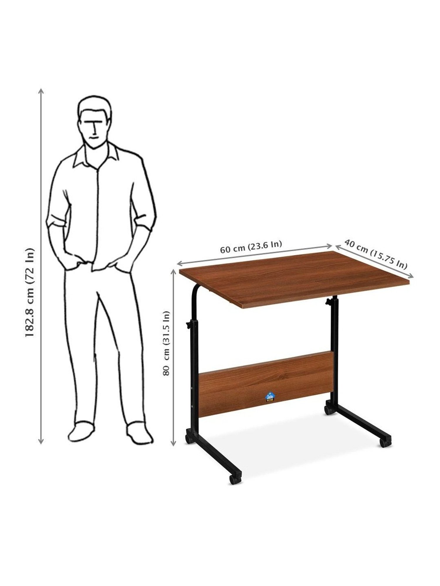 Delite Kom Bunny Acacia Dark Black Metal Free Standing Study Table