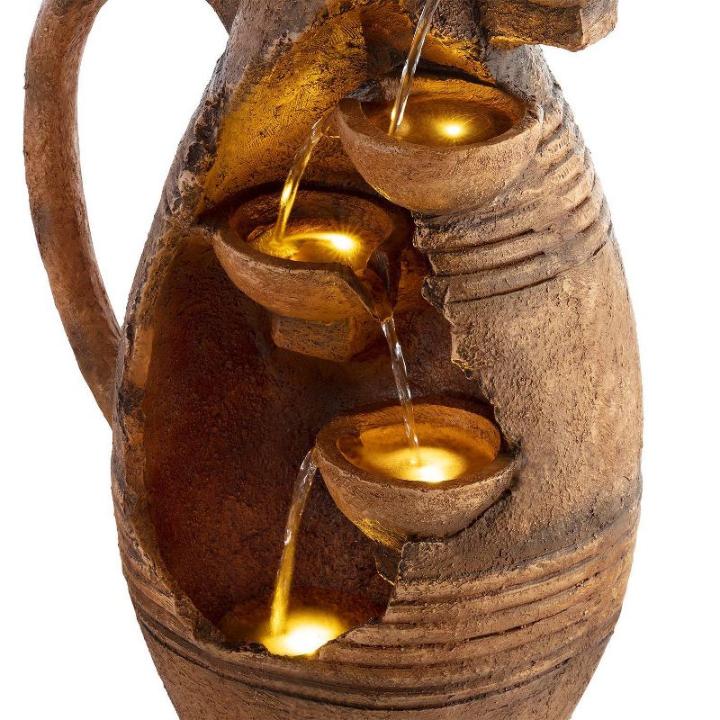 Cascading Fractured Jar Fountain With White LED Lights - Alpine Corporation