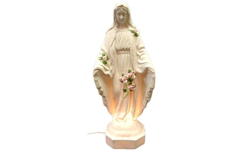 Roman 12" Religious Our Lady of Grace Pink Rose Porcelain Night Light Statue