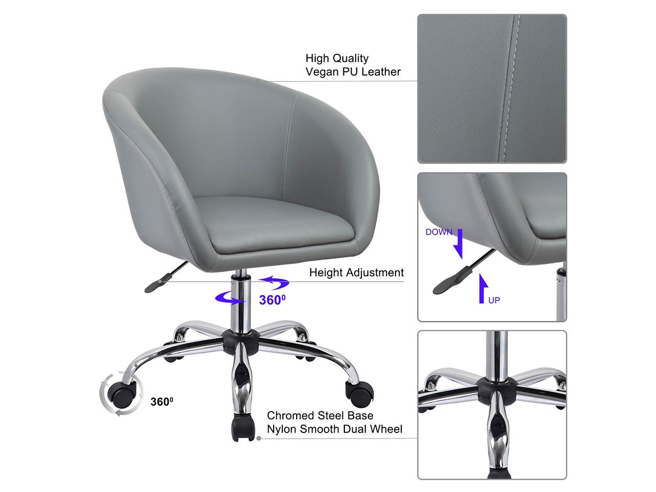 Global Leather Task Chair, Black (8993BK450/550) 