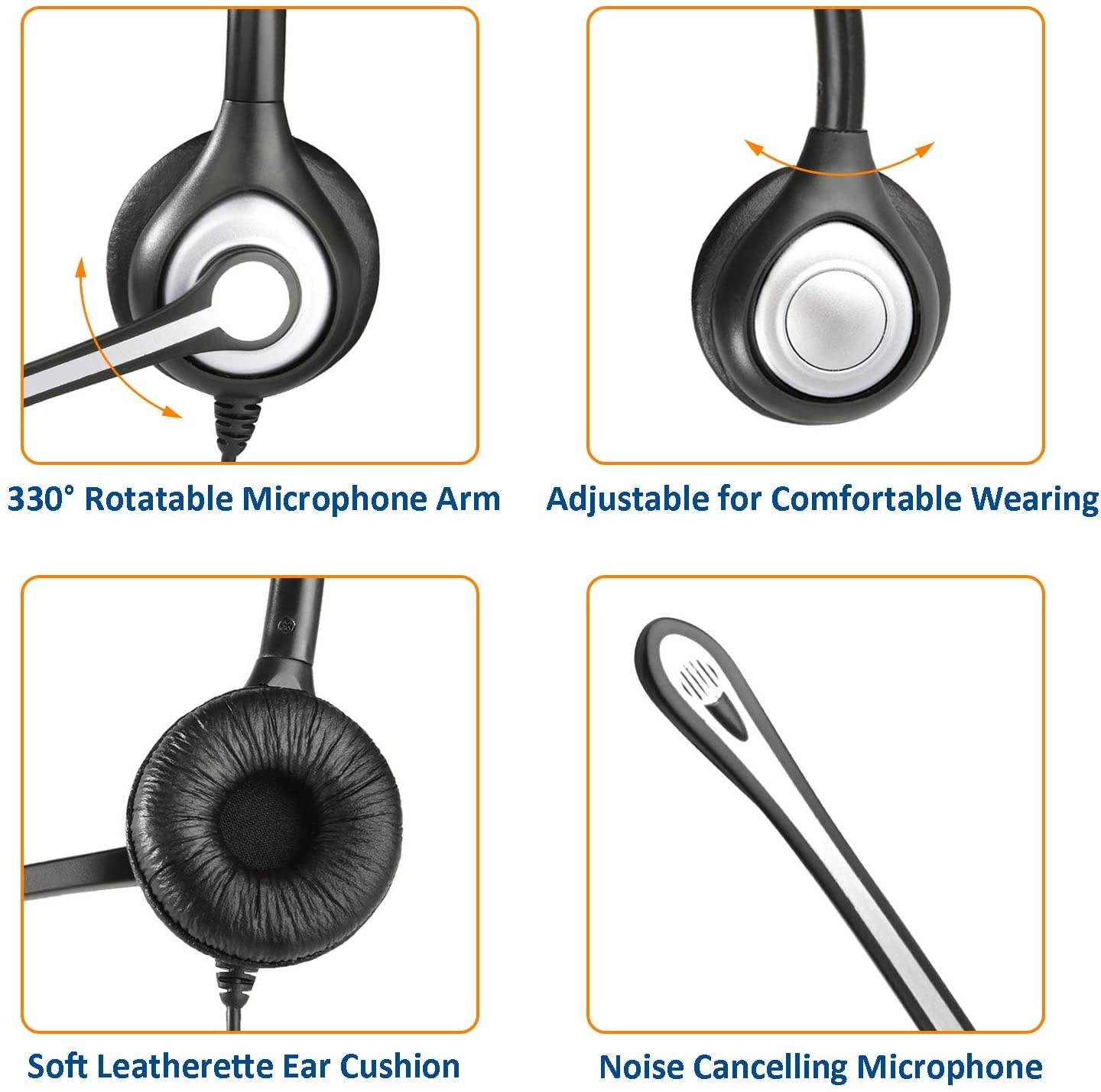 Wantek Wired Cell Phone Headset Dual with Noise Canceling Mic 3.5mm Phone Headset for iPhone Samsung Galaxy Huawei HTC LG ZTE BlackBerry Mobile Phone iPad Tablet Laptop Mac PC Skype(F602J35)