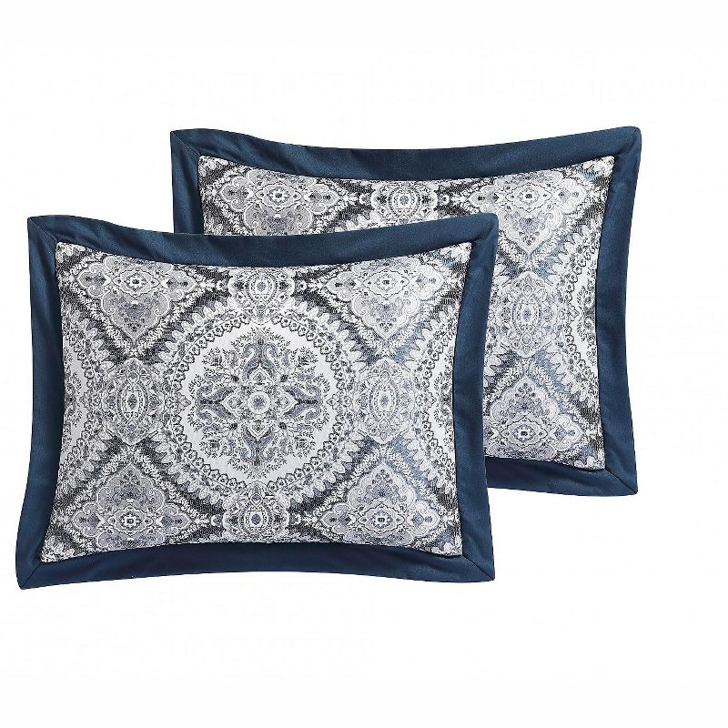 VCNY Home Yorkshire Jacquard Navy Medallion Comforter Set - Blue 7 Piece King