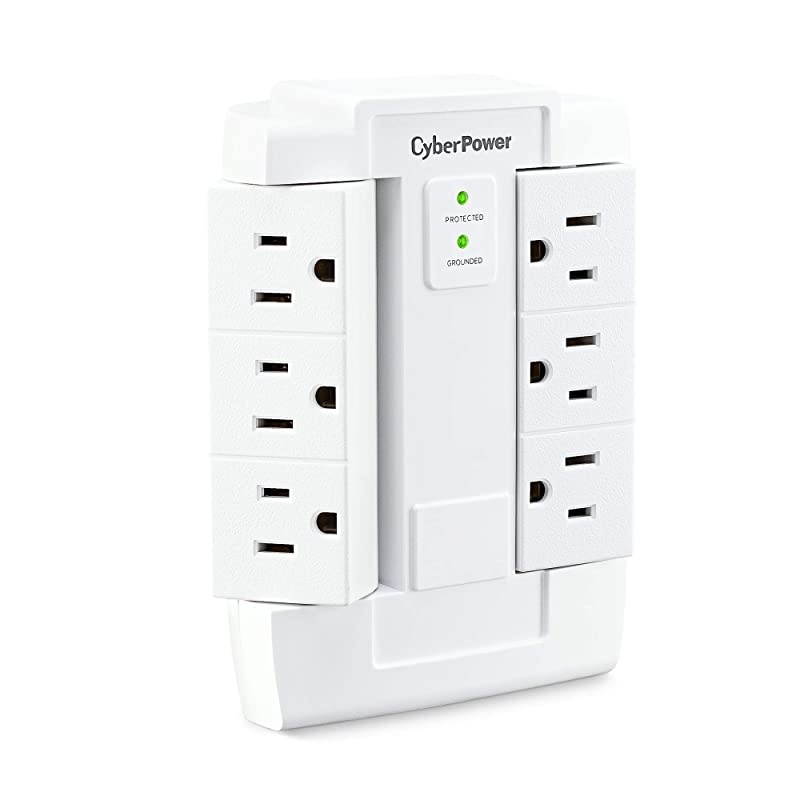 CSB600WS Surge Protector 900J125V 6 Swivel Outlets Wall Tap White 830in x 410in x 300in
