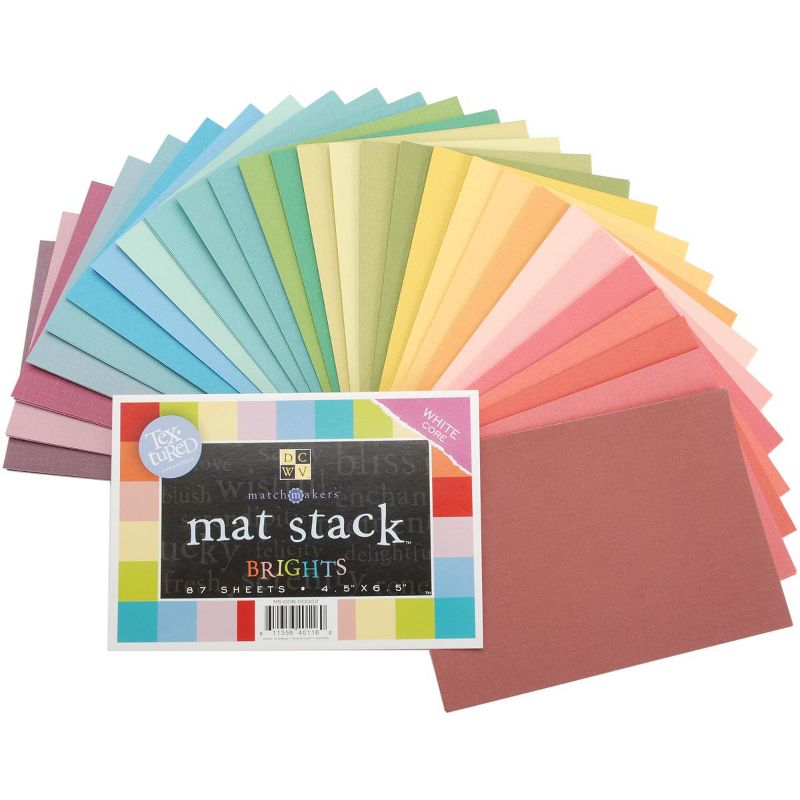 DCWV Single-Sided Mat Stack 4.5"X6.5" 87/Pkg-Brights, White Core, 29 Colors/3 Each