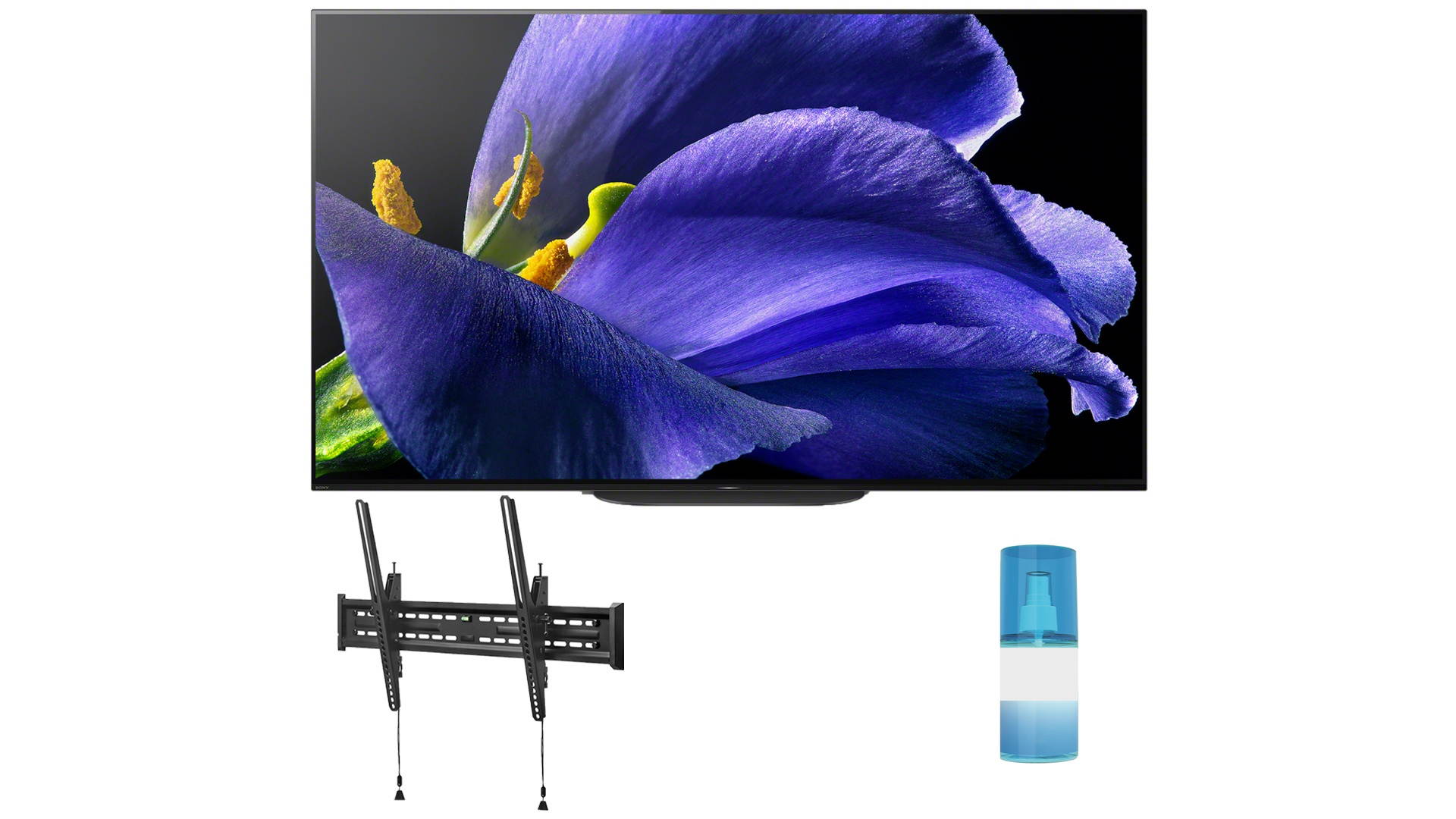 Sony XBR-55A9G 55" (3840 x 2160) Bravia 4K Ultra High Definition Smart OLED TV with a Walts TV Large/Extra Large Tilt Mount for 43"-90" Compatible TV's and a Walts HDTV Screen Cleaner Kit (2019)