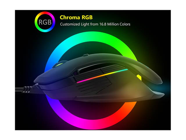 DELUX Wired Gaming Mouse with 16000DPI, Chroma RGB and Side Wing and Personalized Weights Design, 6 Programmable Buttons, Ambidextrous Ergonomic Optical Gaming Mouse (M627S(3389)-Black)