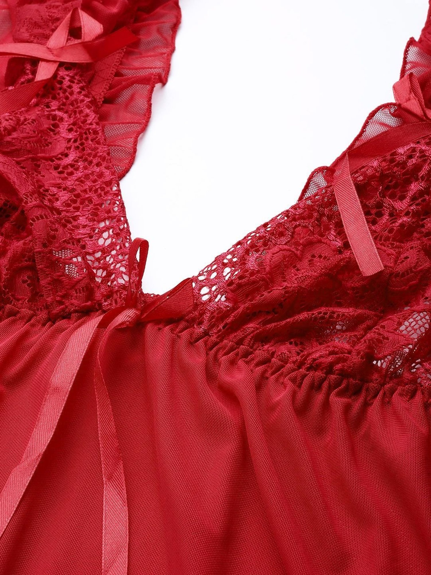 Ms.Lingies Red Lace Work Babydoll