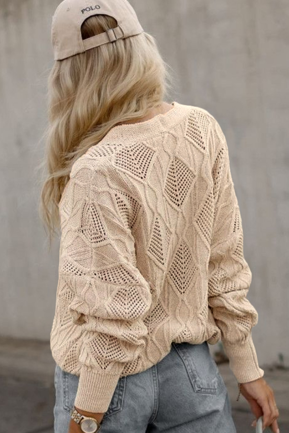 Khaki Star Pattern Drop Shoulder Sweater