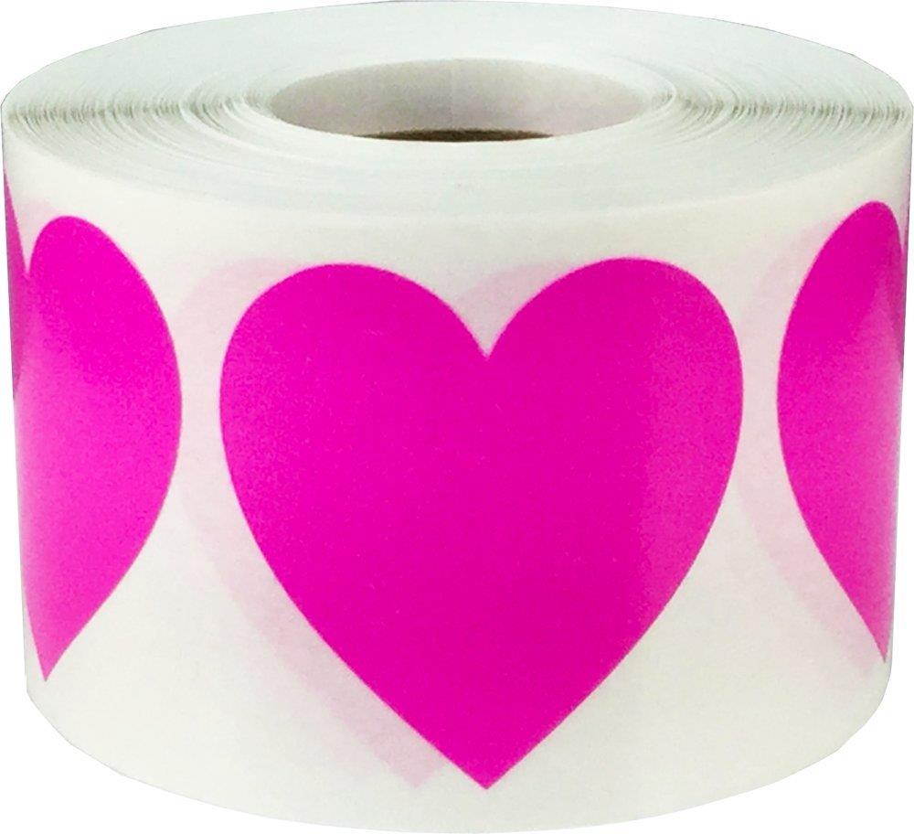 Hot Pink Heart Stickers For Valentine's Day Crafting Scrapbooking 1 1/2 Inch 500 Adhesive Stickers
