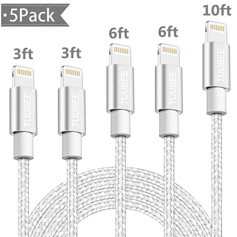 iPhone Charger Cable Cord Lightning Cable 5Pack 3FT6FT10FT Long Nylon Braided USB iPhone Data Cable Fast Charging Cord Compatible iPhone XSMAXXRX876iPadiPod