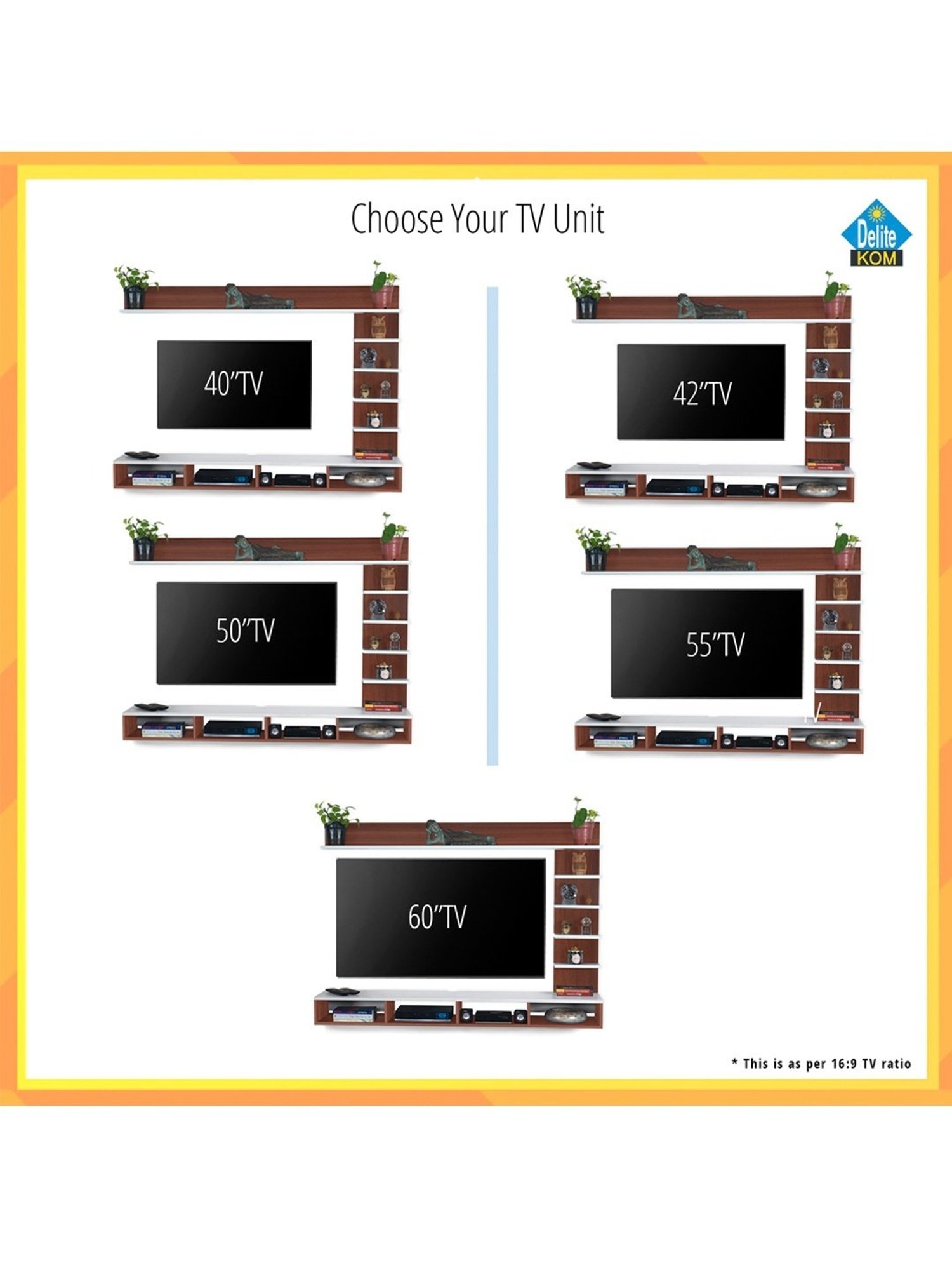 Delite Kom Flex Flowery Wenge & Acacia Dark Engineered Wood TV Entertainment Unit