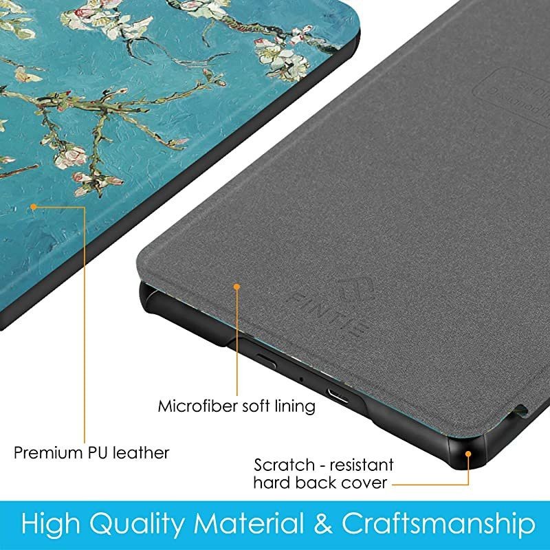 Slimshell Case for All-New Kindle (10th Generation, 2019 Release) - Lightweight Premium PU Leather Protective Cover with Auto Sleep/Wake (NOT Fit Kindle Paperwhite or Kindle 8th Gen), Blossom