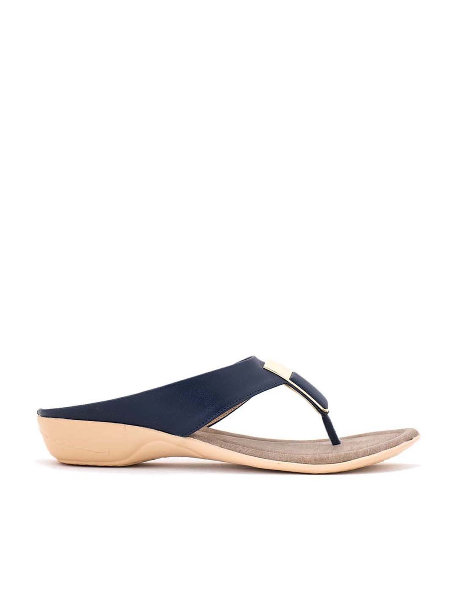 Khadim's Women's Navy Thong Wedges