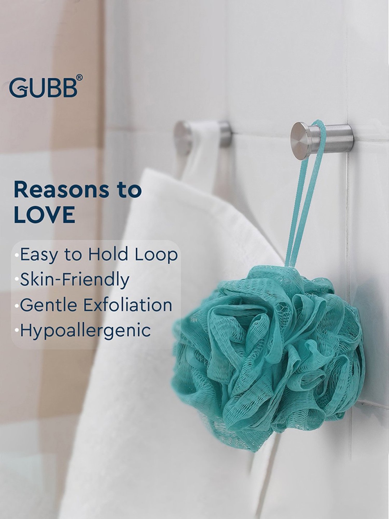GUBB Luxe Sponge Round Loofah, Bathing Scrubber for Body - Lilac