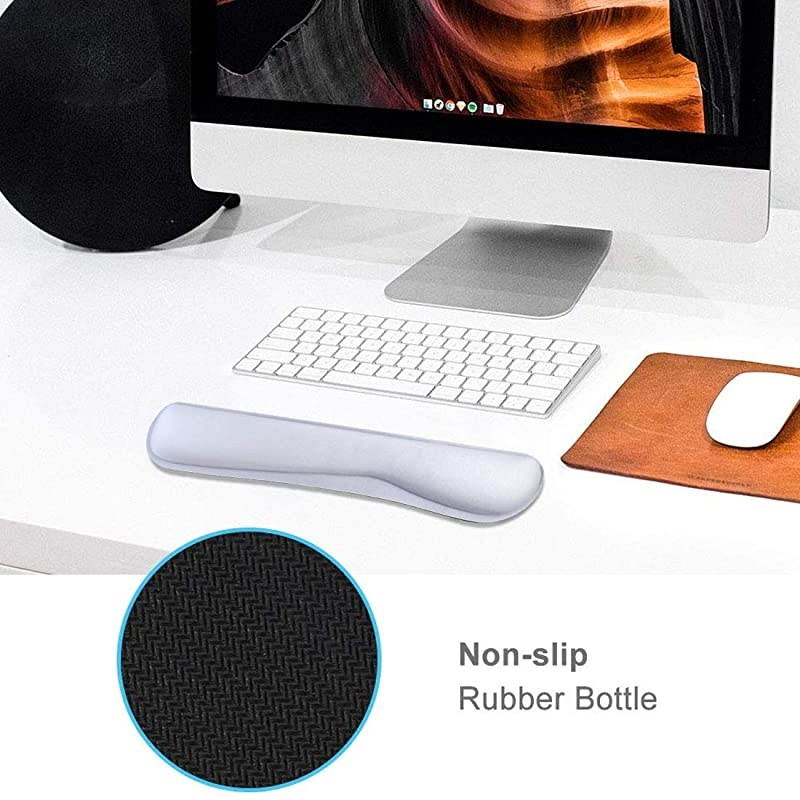 Wrist Rest Pad Mouse Pad Memory Foam Rest Pads Sets for Comfortable Typing Wrist Pain Relief AntiSlip Rubber Base Gray
