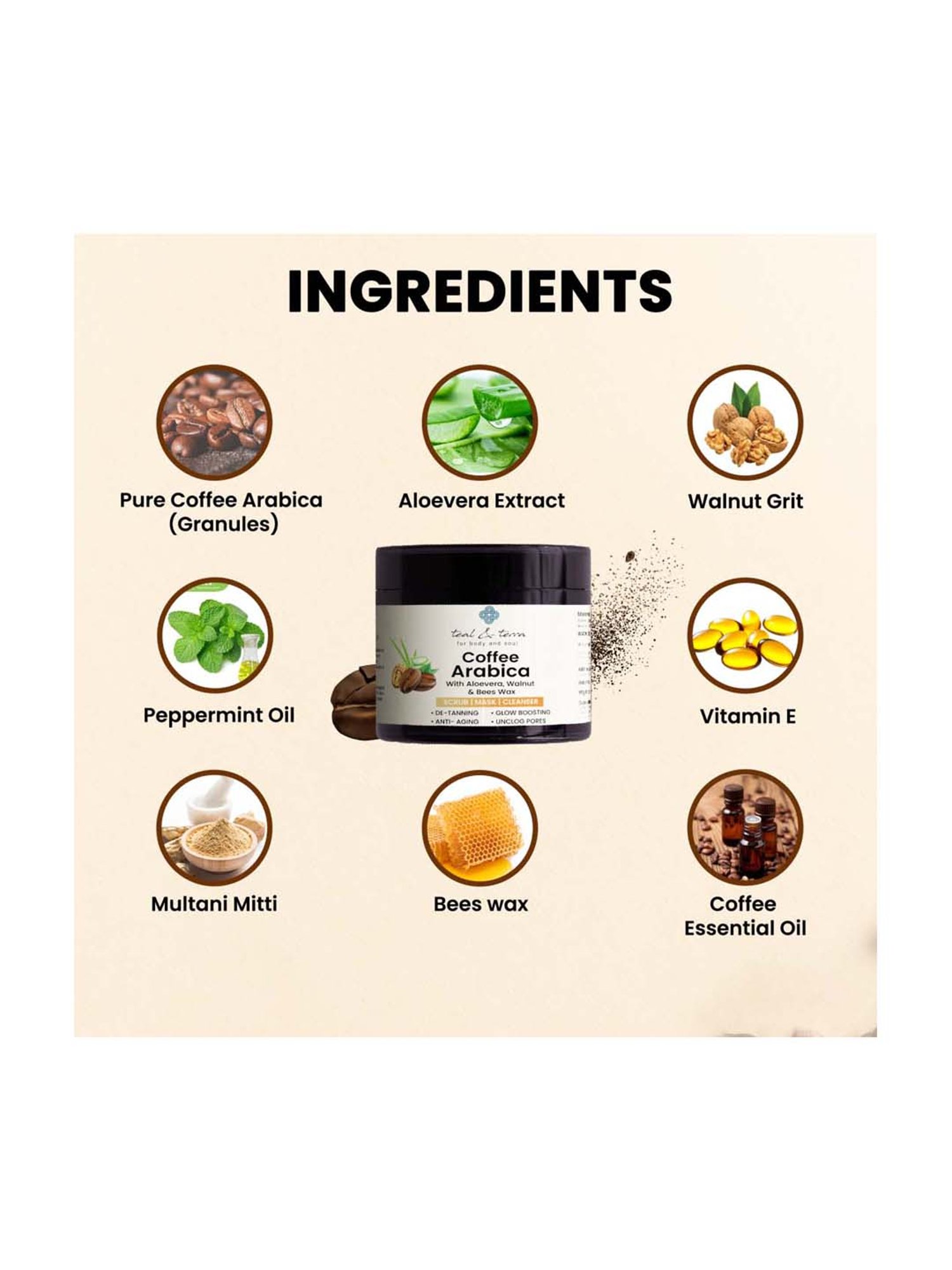 Teal & Terra 3-In-1 Face Mask Coffee Arabica - 100 gm