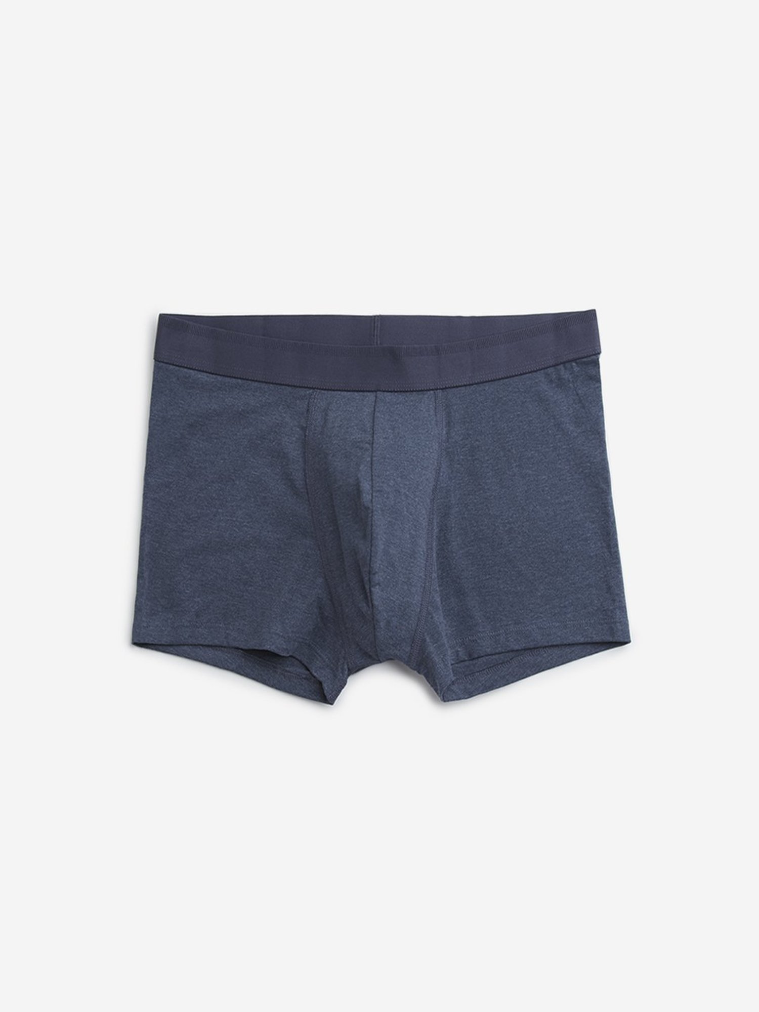 WES Lounge by Westside Blue Solid Cotton Blend Trunks - Pack of 3