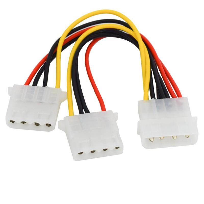 18AWG 8 inches  Power Supply IDE 4-pin Molex LP4 Male to 2 x Female  Power Splitter Cable