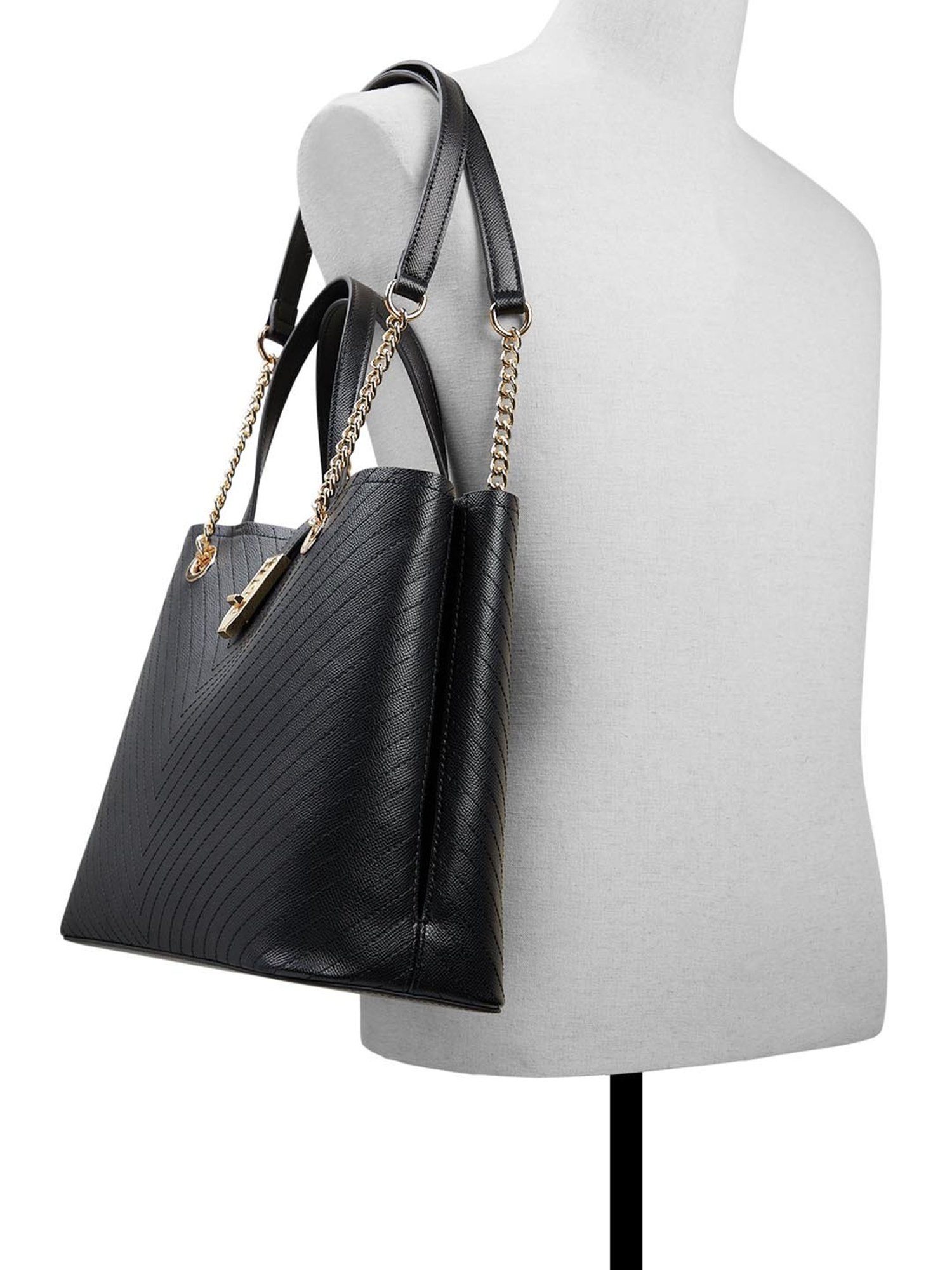 Aldo Black Striped Medium Handbag