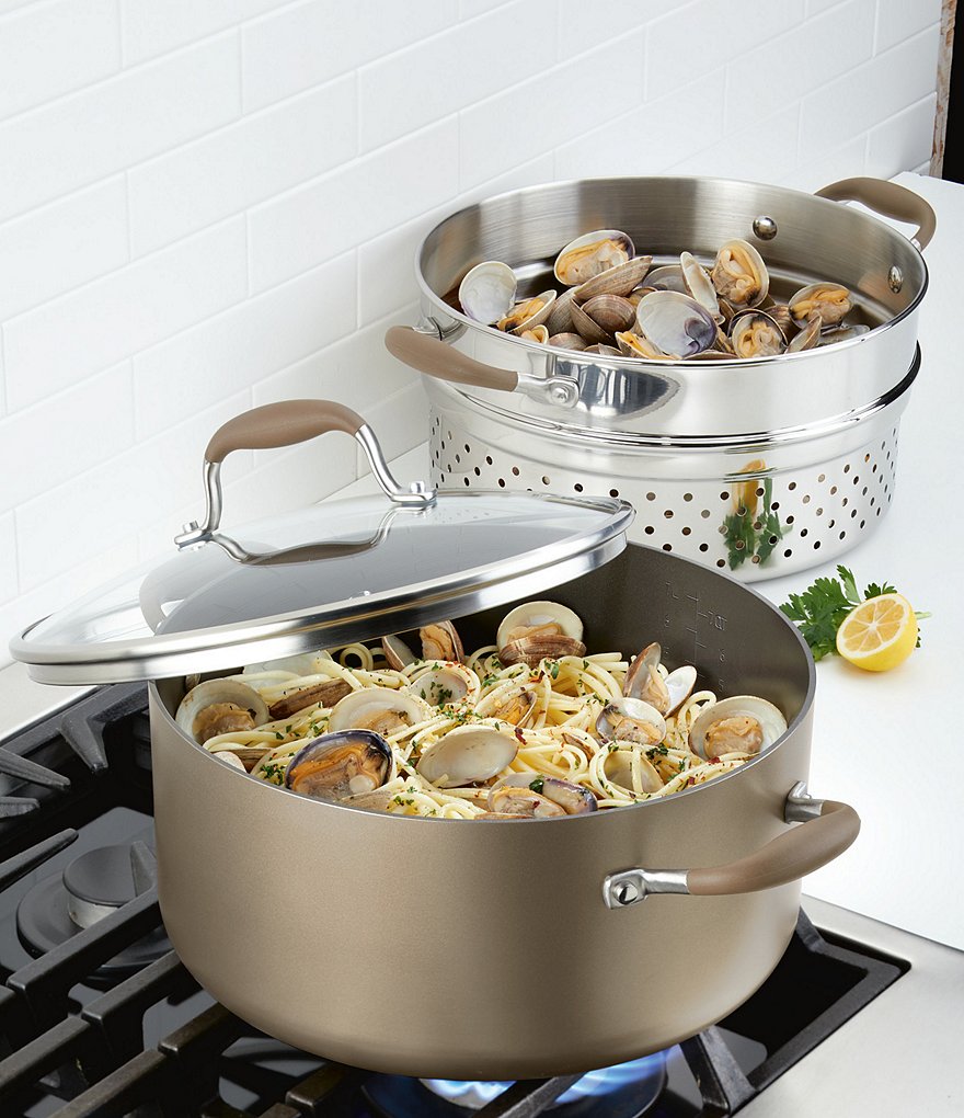 Anolon Advanced Home Hard-Anodized Nonstick Wide Stockpot with Multi-Function Insert
