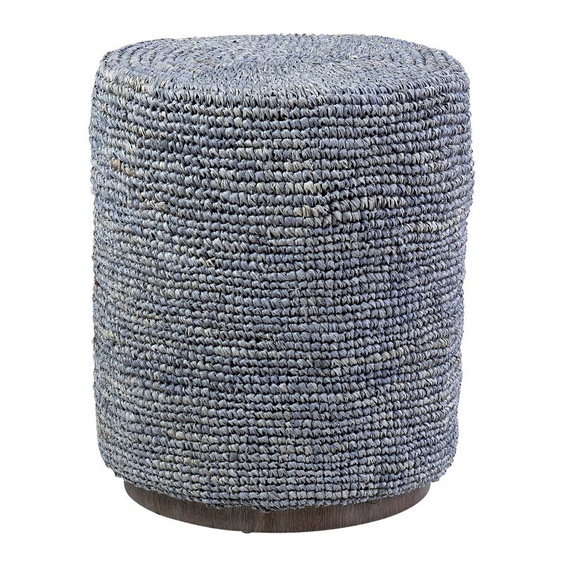 Gabrielle Rafia Round Ottoman Gray - East At Main