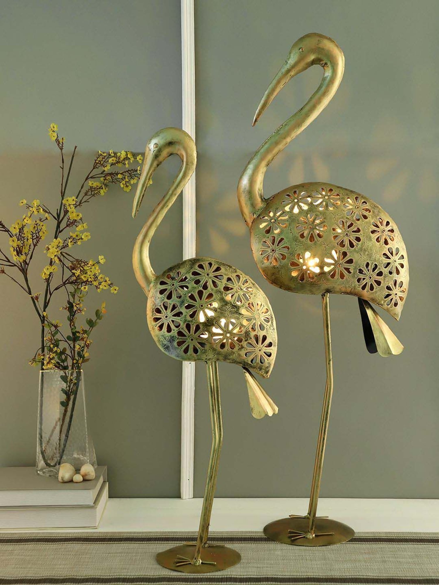 Aapno Rajasthan Golden Metal Bagula Light Jali - Set of 2